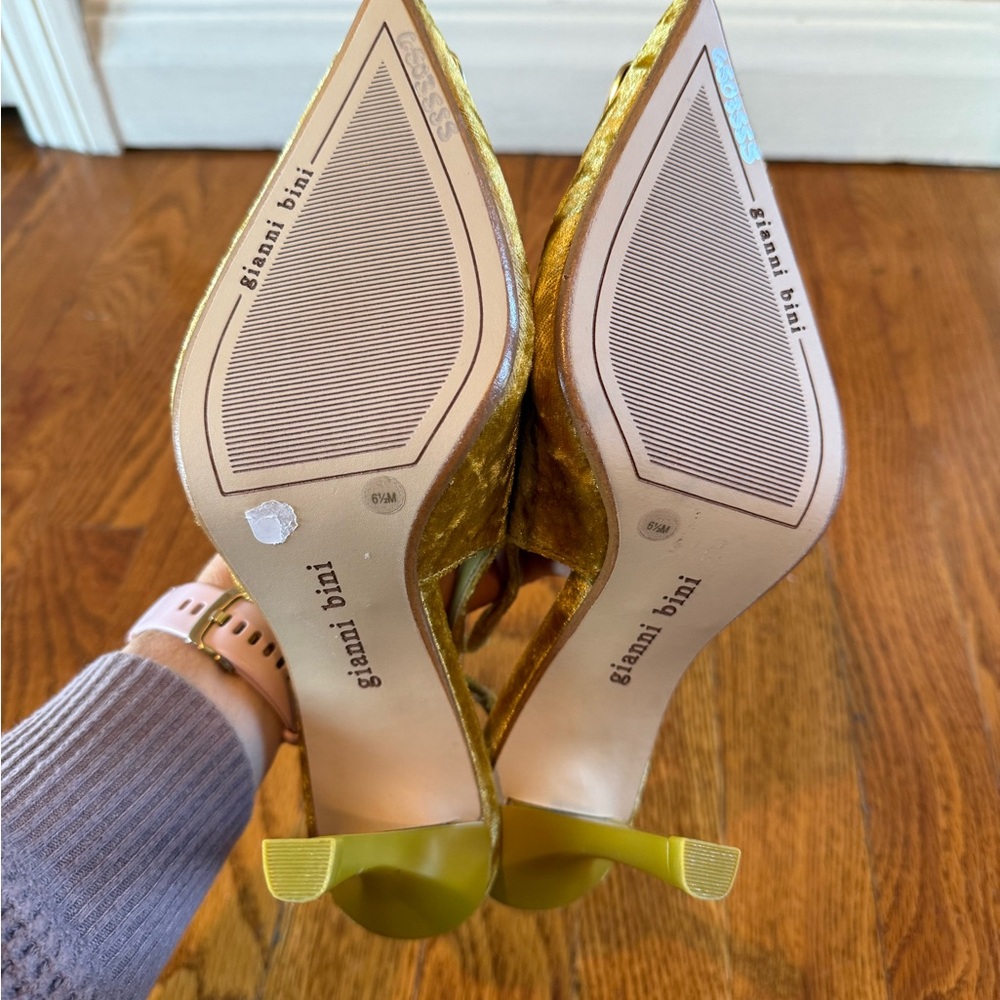 Gianni Bini Jalen Gold Velvet Slingback Pumps - Picture 5 of 7